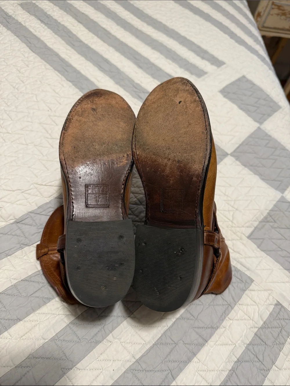 Frye Cognac Brown Harness Ankle Boots